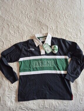 Vintage Lansdowne boys size 5/6 blue IRELAND long sleeve polo shirt NWT